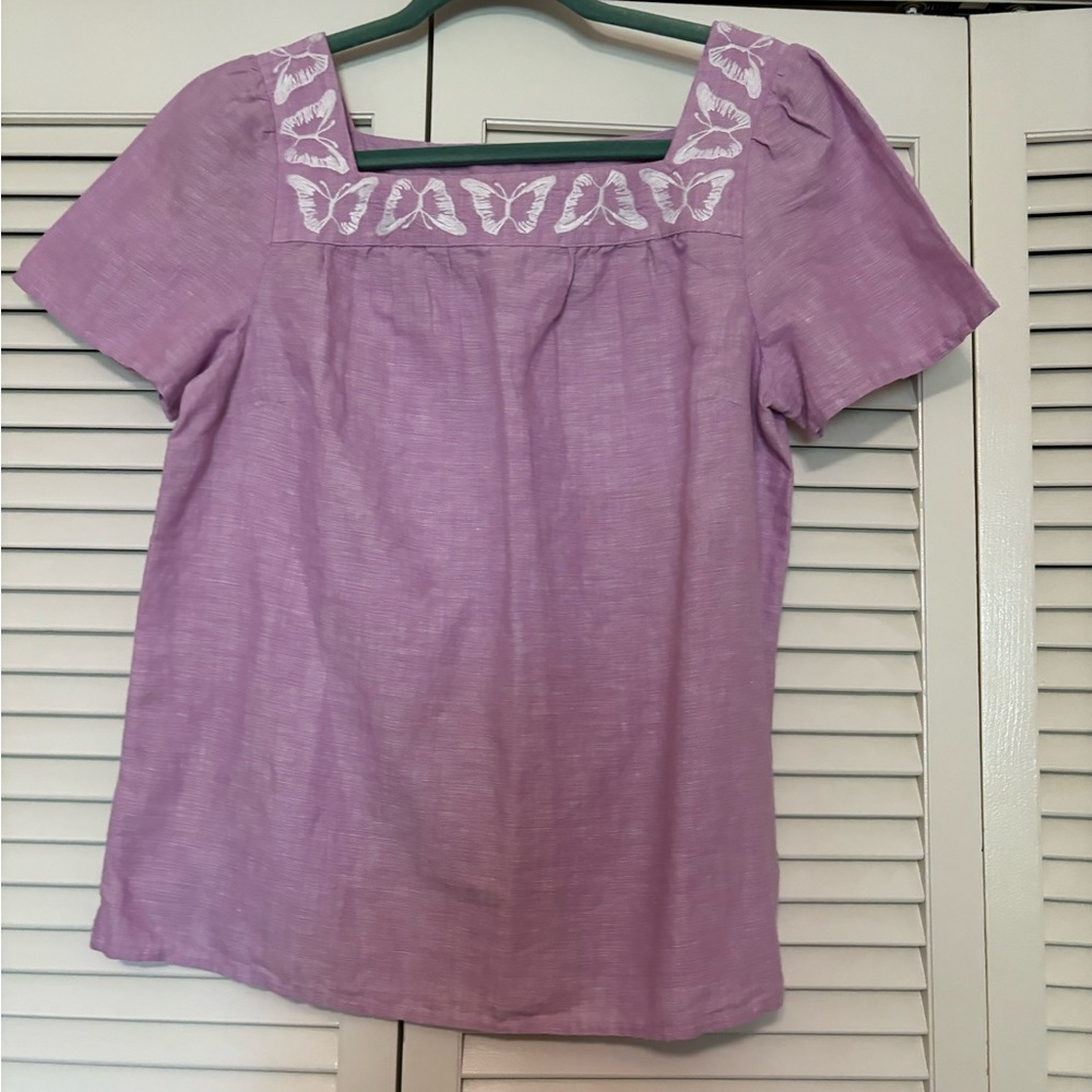Talbots Purple Smocked Blouse